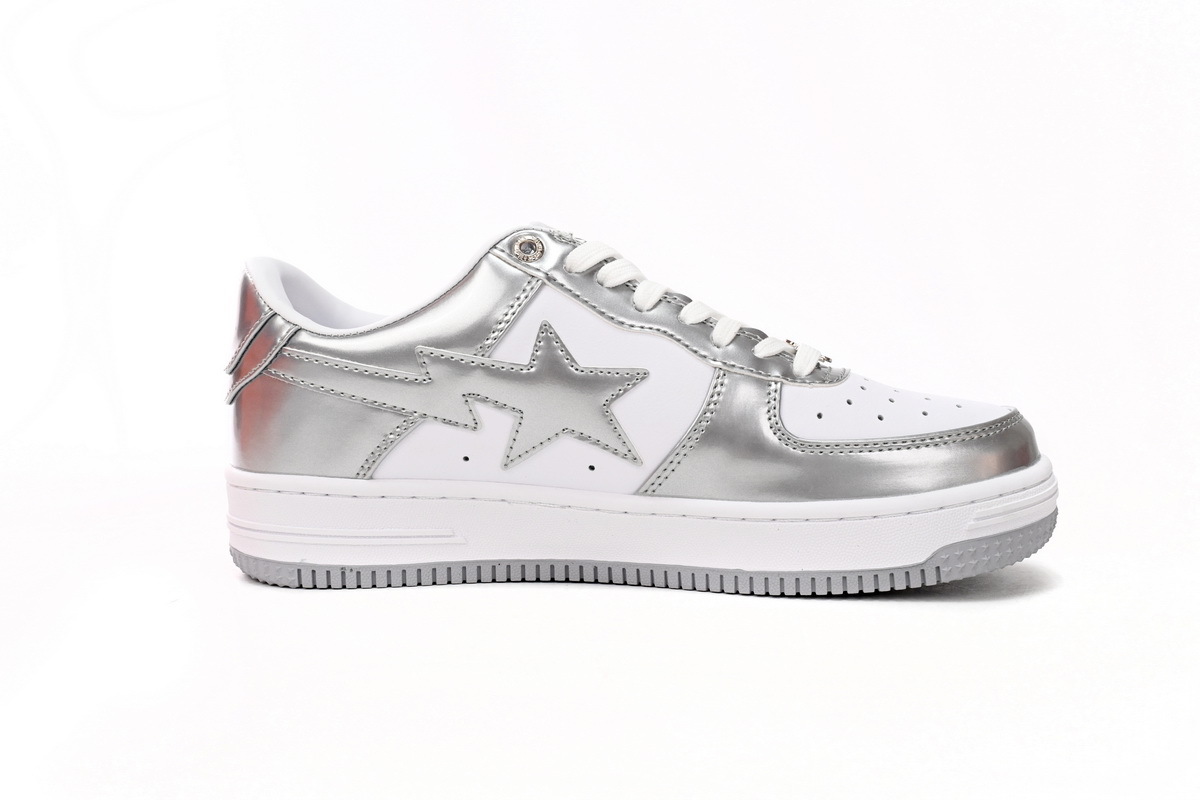 Coco Shoes A Bathing Ape Bape Sta Low Silver White 1H73191921 - Cocoshoesvip.net