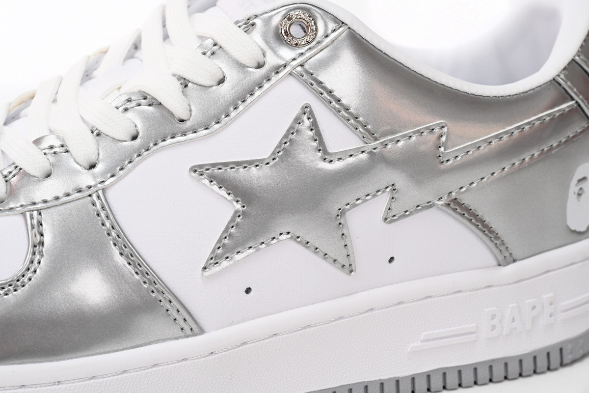 Coco Shoes A Bathing Ape Bape Sta Low Silver White 1H73191921 - Cocoshoesvip.net