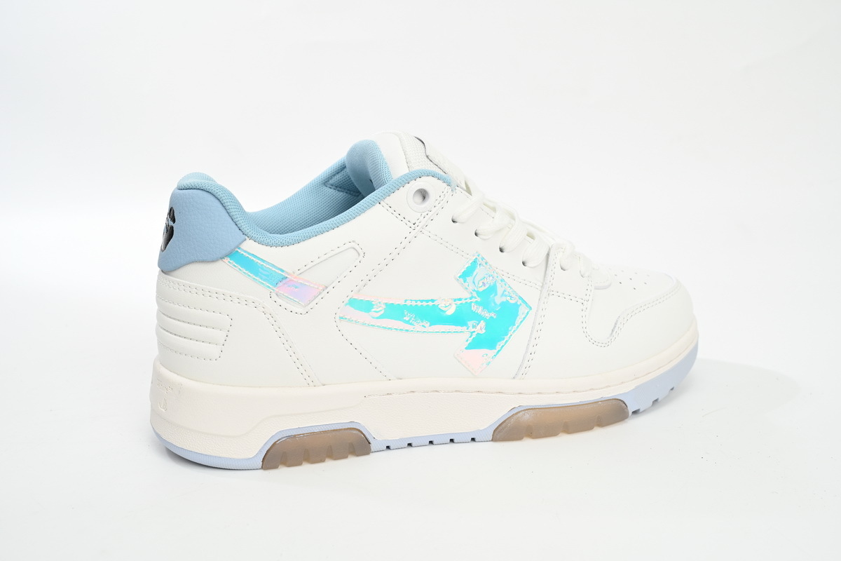 Coco Shoes OFF-WHITE Out Of Office OOO Low Tops White Iridescent Blue OMIA189F21LEA0030181 - Cocoshoesvip.net