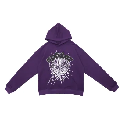 Sp5der Spider Web Print Gothic Punk Purple Hoodie 01