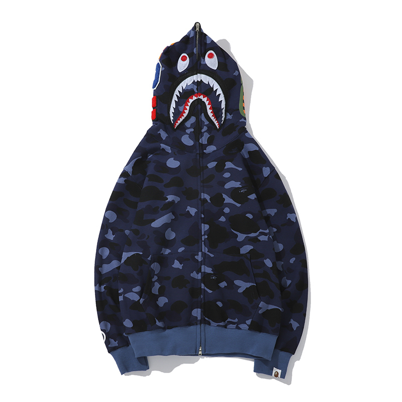 Coco Shoes BAPE Color Camo Shark Full Zip Hoodie Blue - Cocoshoesvip.net
