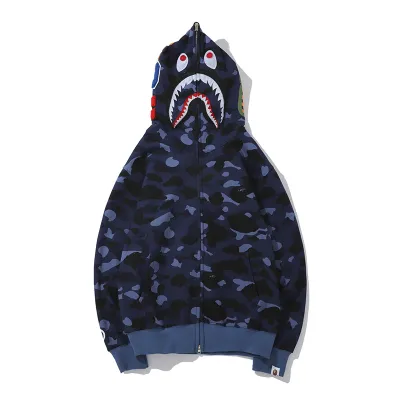Bape Color Camo Shark Full Zip Hoodie Blue 01