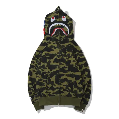 Bape Color Camo Shark Full Zip Hoodie Green 01