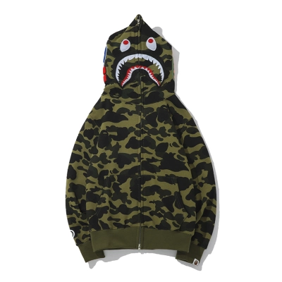 Bape Color Camo Shark Full Zip Hoodie Green 01