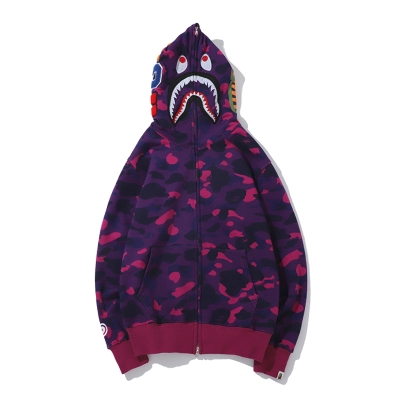 Bape Color Camo Shark Full Zip Hoodie Purple 01