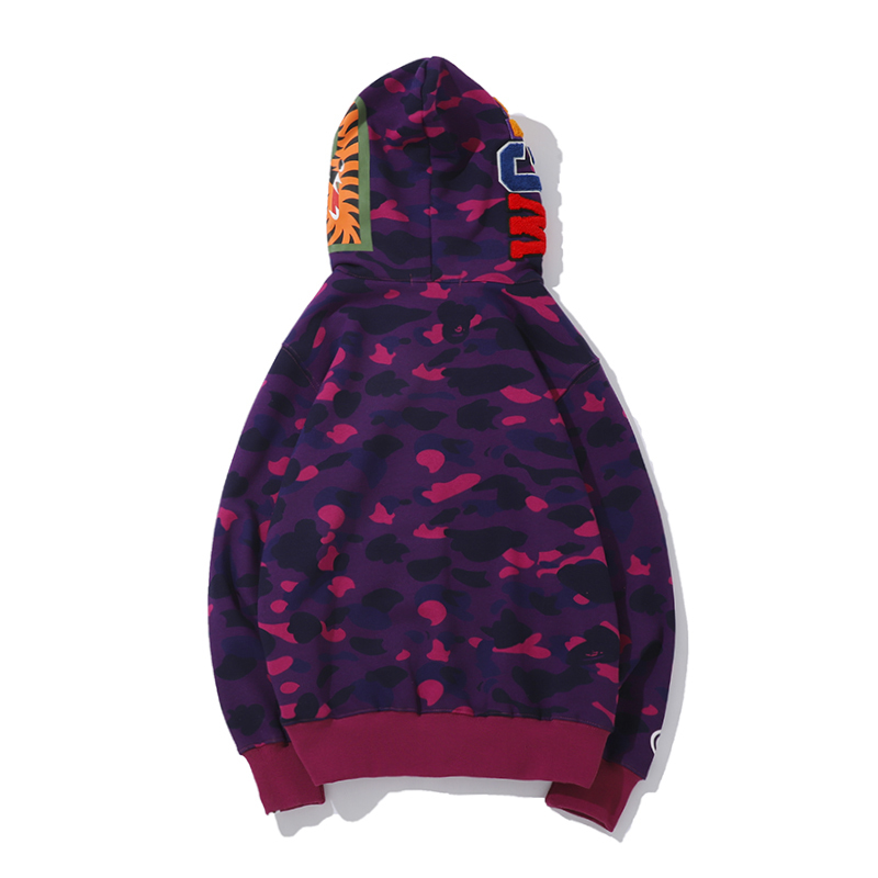 Coco Shoes BAPE Color Camo Shark Full Zip Hoodie Purple - Cocoshoesvip.net