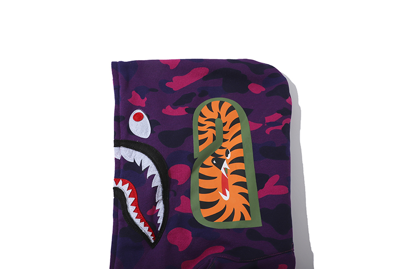 Coco Shoes BAPE Color Camo Shark Full Zip Hoodie Purple - Cocoshoesvip.net