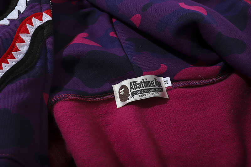 Coco Shoes BAPE Color Camo Shark Full Zip Hoodie Purple - Cocoshoesvip.net