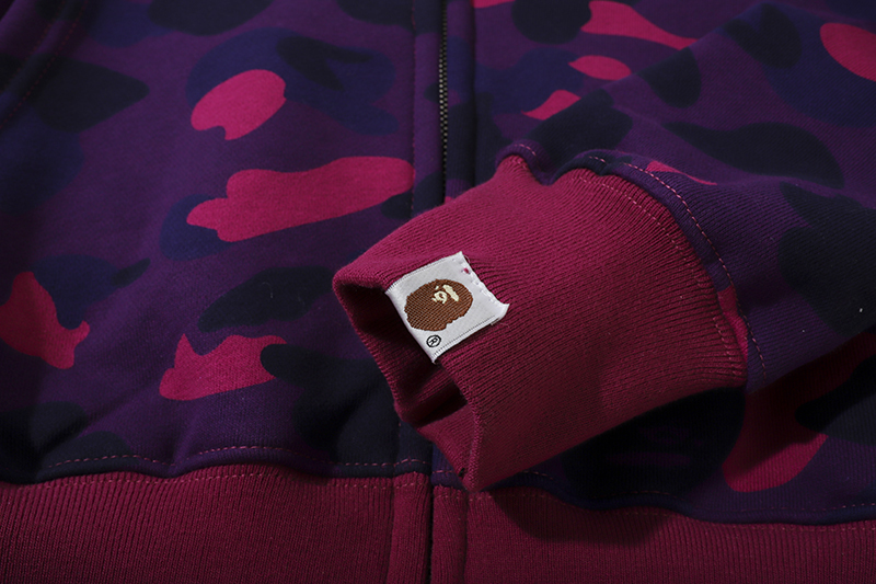 Coco Shoes BAPE Color Camo Shark Full Zip Hoodie Purple - Cocoshoesvip.net