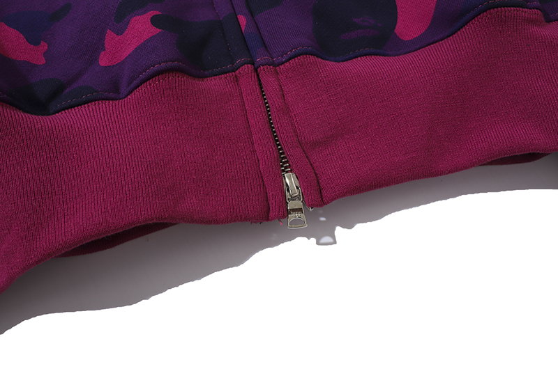 Coco Shoes BAPE Color Camo Shark Full Zip Hoodie Purple - Cocoshoesvip.net