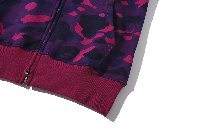 Coco Shoes BAPE Color Camo Shark Full Zip Hoodie Purple - Cocoshoesvip.net