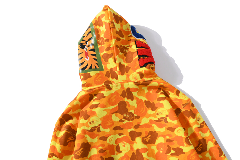 Coco Shoes BAPE Color Camo Shark Full Zip Hoodie Orange - Cocoshoesvip.net