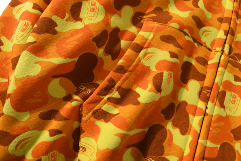 Coco Shoes BAPE Color Camo Shark Full Zip Hoodie Orange - Cocoshoesvip.net