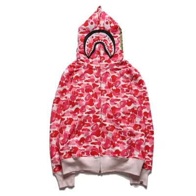 Bape Color Camo Shark Full Zip Hoodie Pink 01