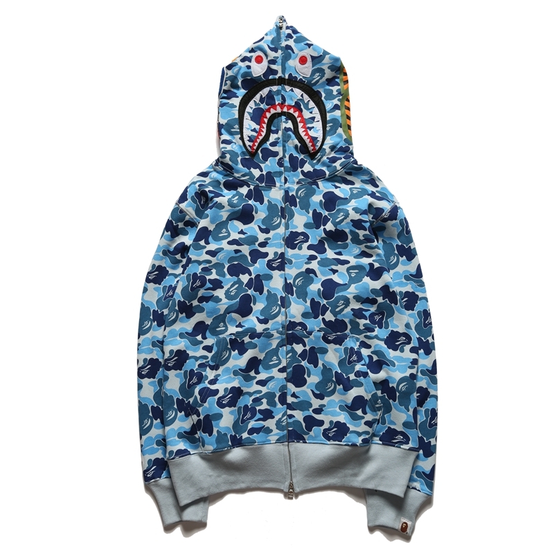 Coco Shoes BAPE Color Camo Shark Full Zip Hoodie Light Blue - Cocoshoesvip.net