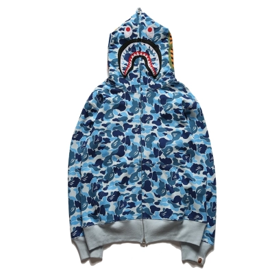 Bape Color Camo Shark Full Zip Hoodie Light Blue 01