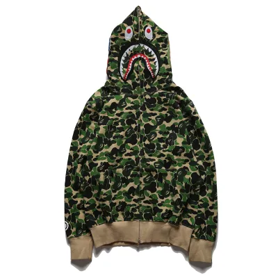 Bape Color Camo Shark Full Zip Hoodie Green 1J80-115-009 01