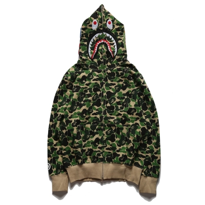 Bape Color Camo Shark Full Zip Hoodie Green 1J80-115-009 01