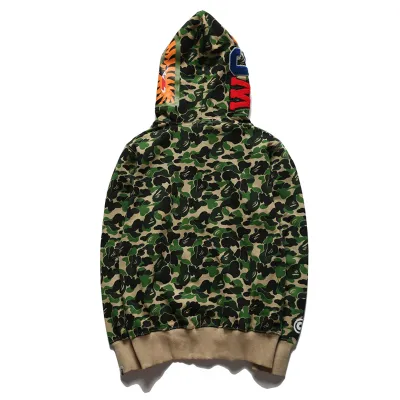 Bape Color Camo Shark Full Zip Hoodie Green 1J80-115-009 02