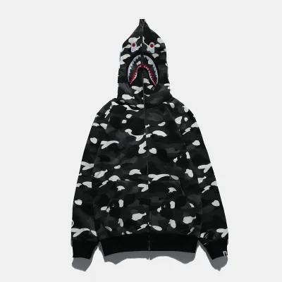 Bape Color Camo Shark Full Zip Hoodie Black 01
