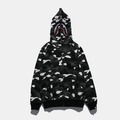 Bape Color Camo Shark Full Zip Hoodie Black 01