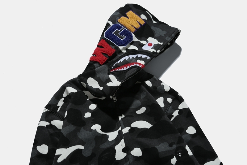 Coco Shoes BAPE Color Camo Shark Full Zip Hoodie Black - Cocoshoesvip.net