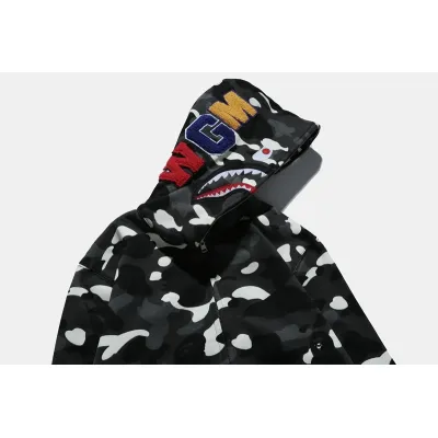 Bape Color Camo Shark Full Zip Hoodie Black 02