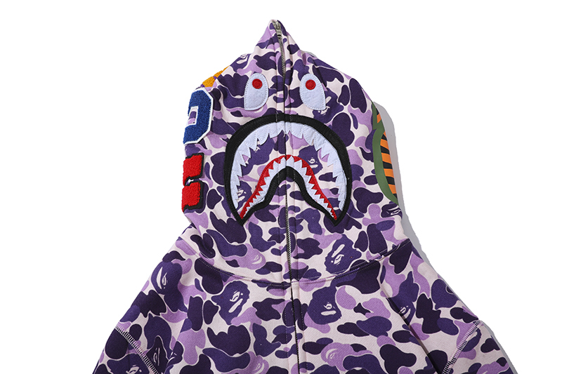 Coco Shoes BAPE Color Camo Shark Full Zip Hoodie Light Purple - Cocoshoesvip.net