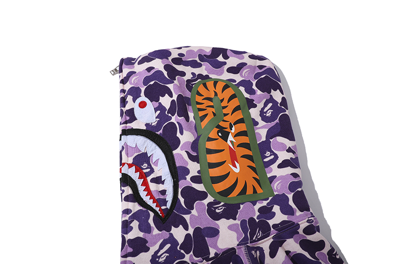 Coco Shoes BAPE Color Camo Shark Full Zip Hoodie Light Purple - Cocoshoesvip.net