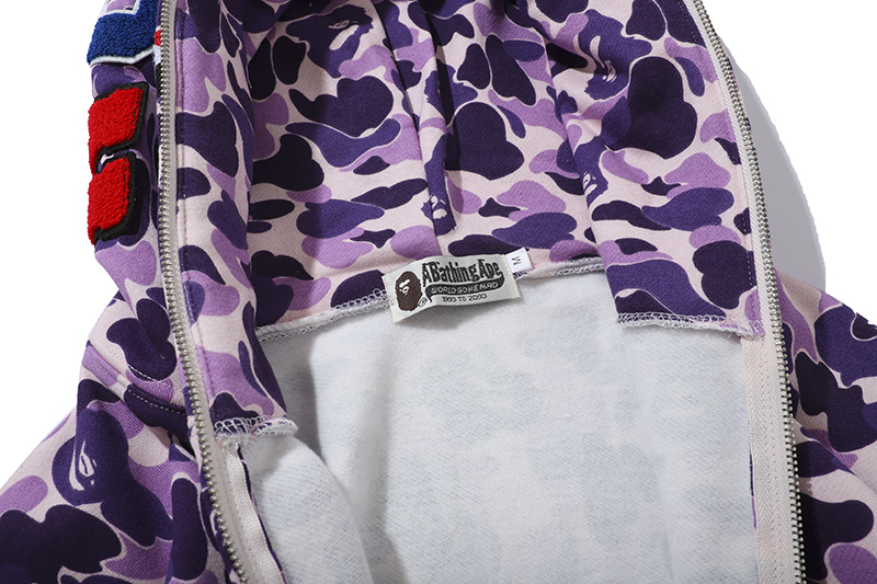 Coco Shoes BAPE Color Camo Shark Full Zip Hoodie Light Purple - Cocoshoesvip.net
