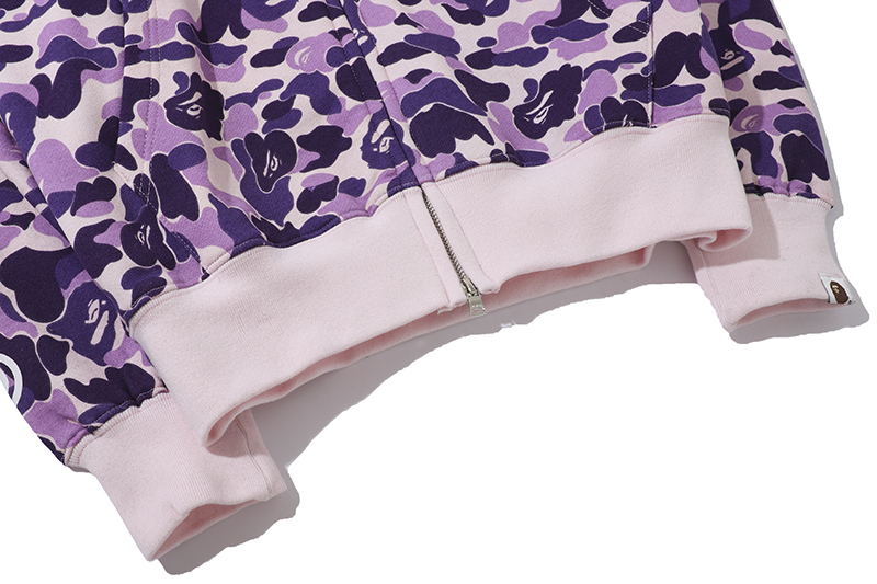 Coco Shoes BAPE Color Camo Shark Full Zip Hoodie Light Purple - Cocoshoesvip.net