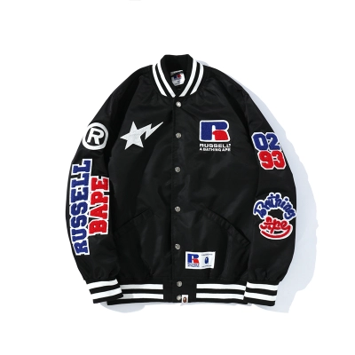 Bape x Russell College Varsity Jacket Black 01