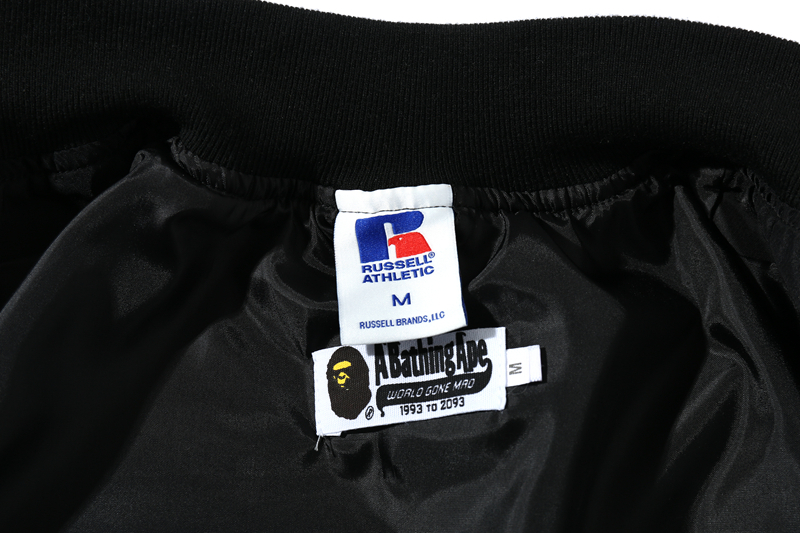 Coco Shoes BAPE x Russell College Varsity Jacket Black - Cocoshoesvip.net
