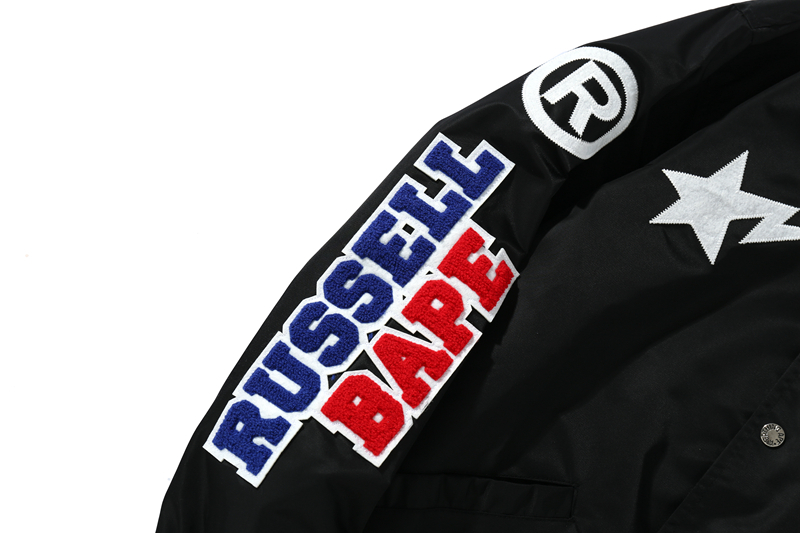 Coco Shoes BAPE x Russell College Varsity Jacket Black - Cocoshoesvip.net