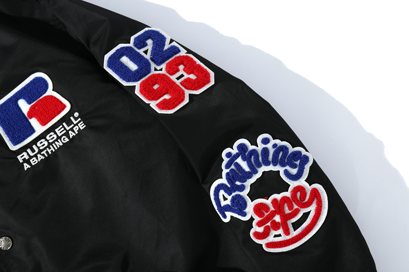 Coco Shoes BAPE x Russell College Varsity Jacket Black - Cocoshoesvip.net