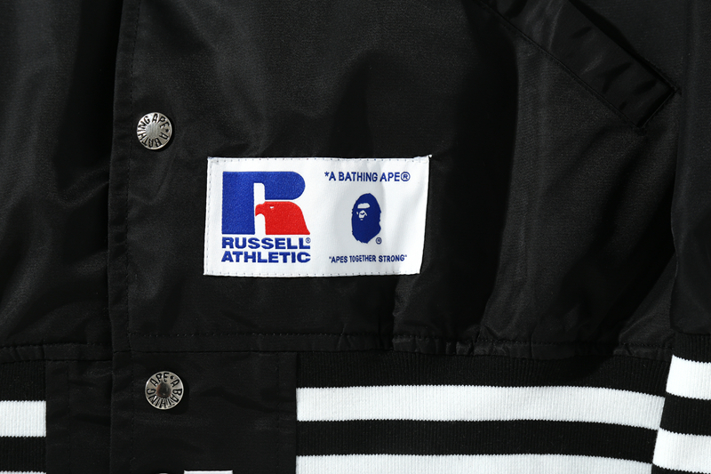 Coco Shoes BAPE x Russell College Varsity Jacket Black - Cocoshoesvip.net