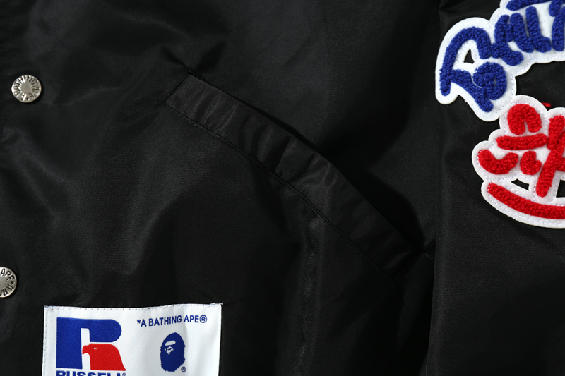 Coco Shoes BAPE x Russell College Varsity Jacket Black - Cocoshoesvip.net