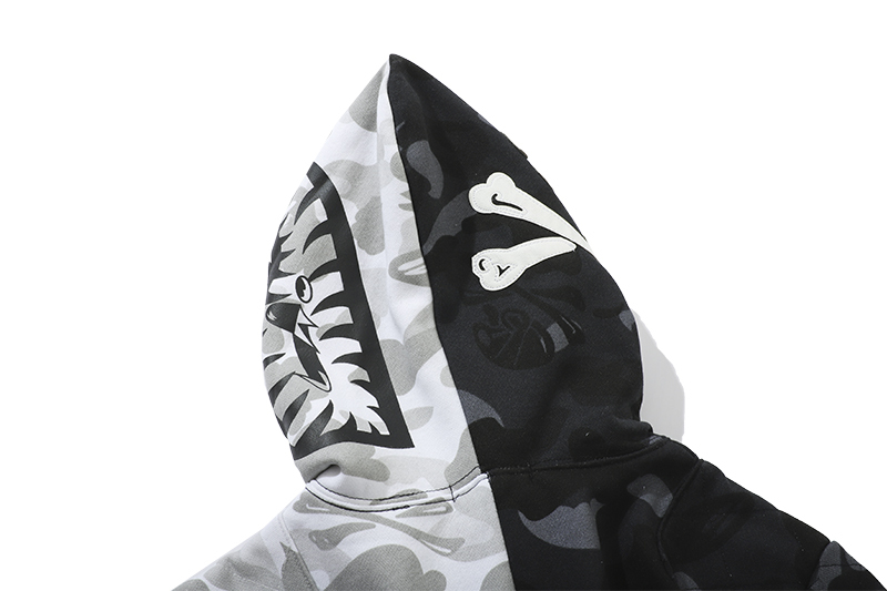 Coco Shoes BAPE x Neighborhood Split Camo Shark Full Zip Hoodie Black/White - Cocoshoesvip.net