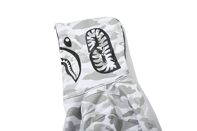 Coco Shoes BAPE x Neighborhood Split Camo Shark Full Zip Hoodie Black/White - Cocoshoesvip.net