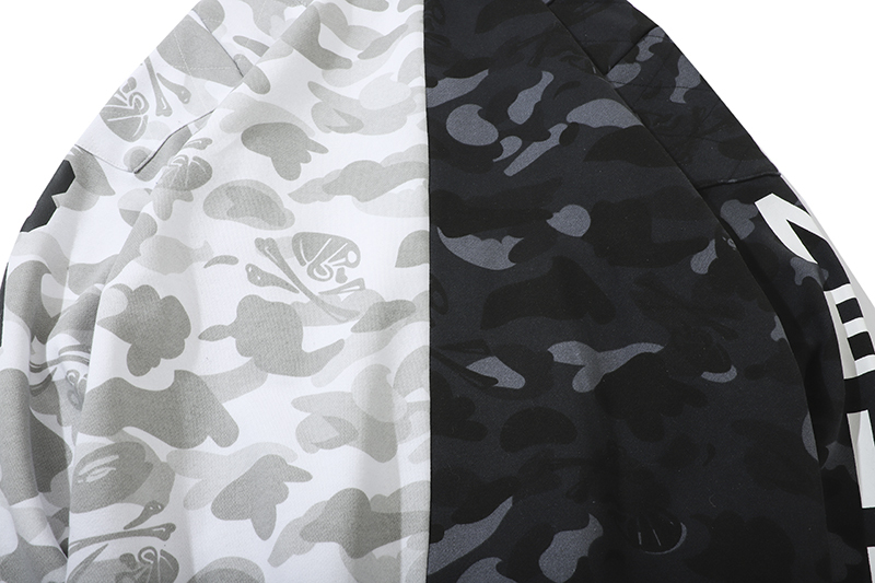Coco Shoes BAPE x Neighborhood Split Camo Shark Full Zip Hoodie Black/White - Cocoshoesvip.net