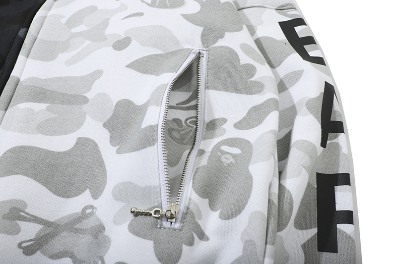 Coco Shoes BAPE x Neighborhood Split Camo Shark Full Zip Hoodie Black/White - Cocoshoesvip.net