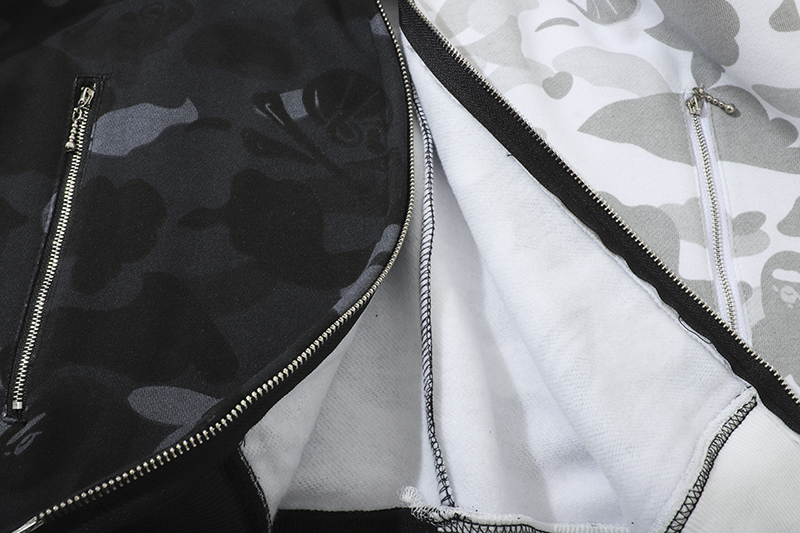 Coco Shoes BAPE x Neighborhood Split Camo Shark Full Zip Hoodie Black/White - Cocoshoesvip.net
