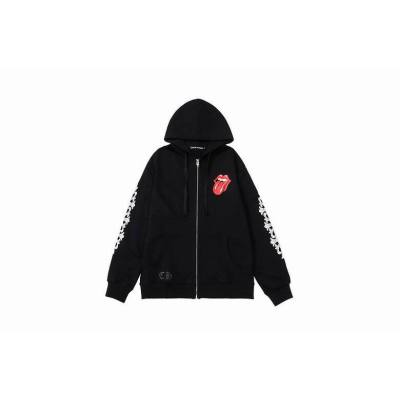 Chrome Hearts × The Rolling Stones Red Tongue Cross Zip Up Hoodie Black/Red 01