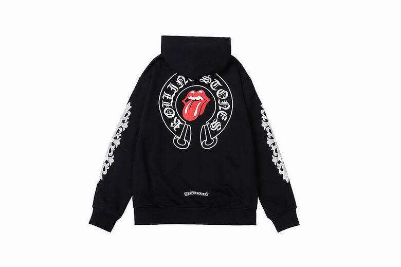 Coco Shoes Chrome Hearts × The Rolling Stones Red Tongue Cross Zip Up Hoodie Black/Red - Cocoshoesvip.net