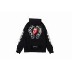 Coco Shoes Chrome Hearts × The Rolling Stones Red Tongue Cross Zip Up Hoodie Black/Red - Cocoshoesvip.net