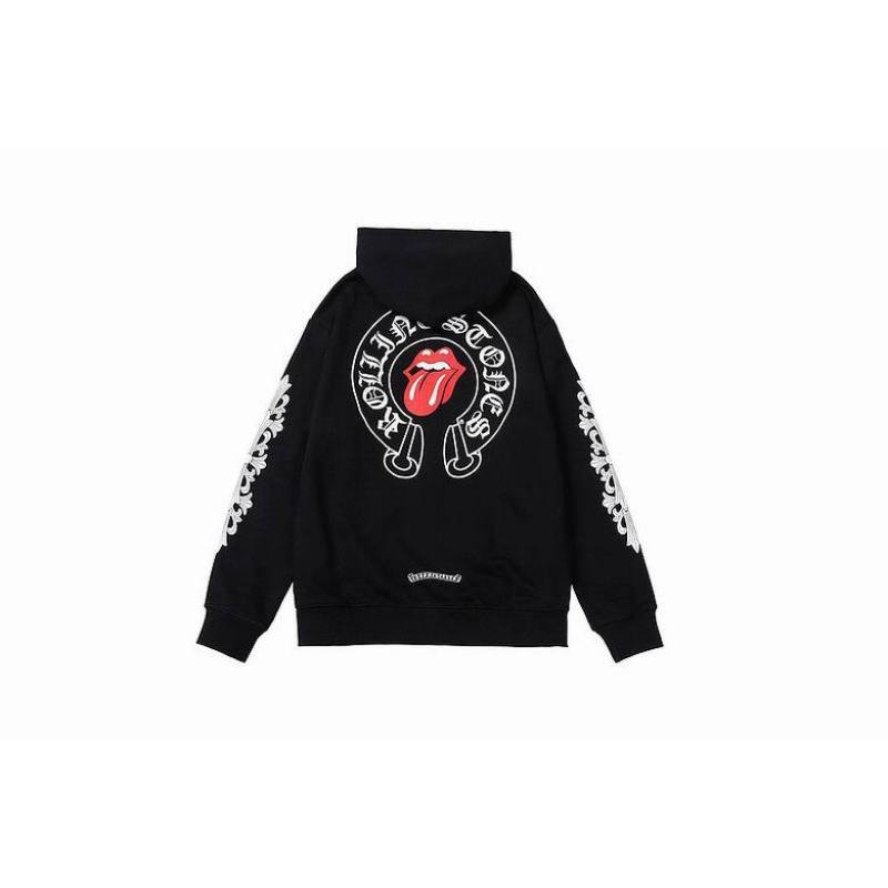 Coco Shoes Chrome Hearts × The Rolling Stones Red Tongue Cross Zip Up Hoodie Black/Red - Cocoshoesvip.net
