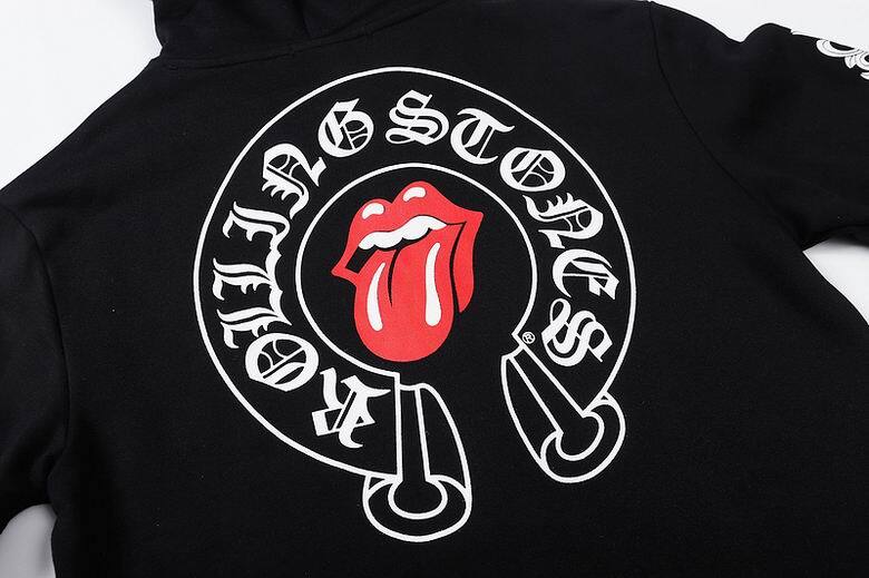 Coco Shoes Chrome Hearts × The Rolling Stones Red Tongue Cross Zip Up Hoodie Black/Red - Cocoshoesvip.net
