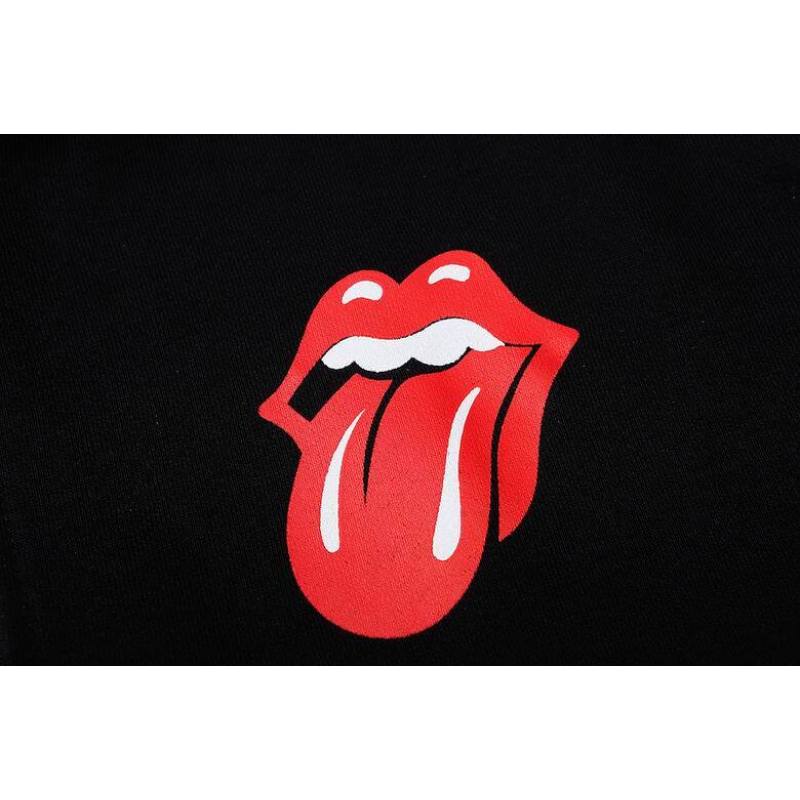 Coco Shoes Chrome Hearts × The Rolling Stones Red Tongue Cross Zip Up Hoodie Black/Red - Cocoshoesvip.net
