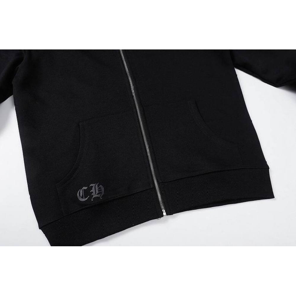 Coco Shoes Chrome Hearts × The Rolling Stones Red Tongue Cross Zip Up Hoodie Black/Red - Cocoshoesvip.net