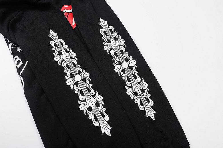 Coco Shoes Chrome Hearts × The Rolling Stones Red Tongue Cross Zip Up Hoodie Black/Red - Cocoshoesvip.net